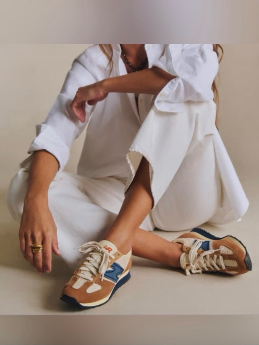 Sézane X New Balance Ecru / Brown Sneaker - Size unisex US 7.5 (Women’s 9) - Picture 2 of 9